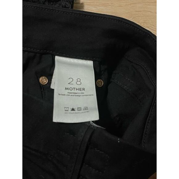 Mother Looker Ankle Fray Jeans Womens 28 Stretch Denim Black - Picture 6 of 9